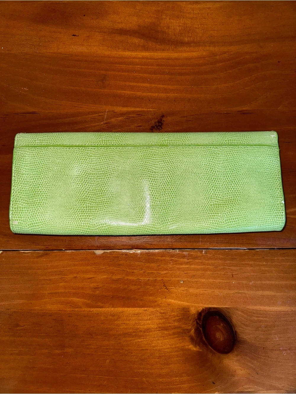 Fornash Lizard Embossed Lime Green Clutch